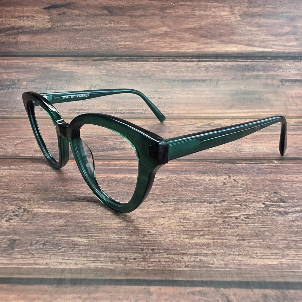 Warby Parker Marris W 425 Green Cat Eye Eyeglasses Frames 51-19-142